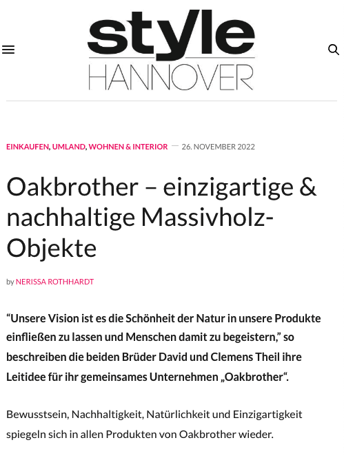 Oakbrother in der Presse — Berichterstattung 3